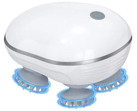 Electric Head & Scalp Massager with Red Light Therapy | 4 Heads, 96 Kneading Points, 3-Speed Hair Growth & Deep Relaxation