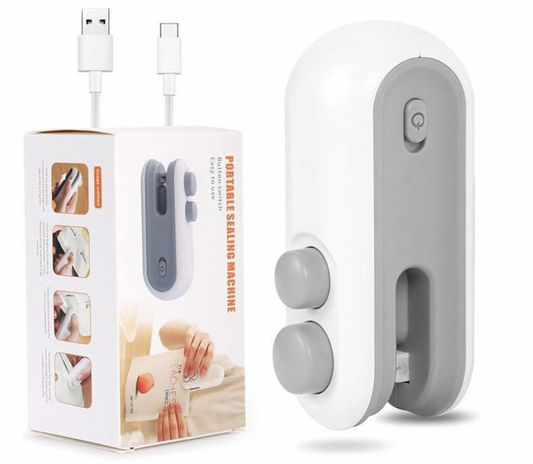 2-in-1 Portable Plastic Bag Sealing Machine | Mini Bag Sealer with Cutter & Magnet | Rechargeable Packet Sealer for Food, Chips, Snacks & Travel Use